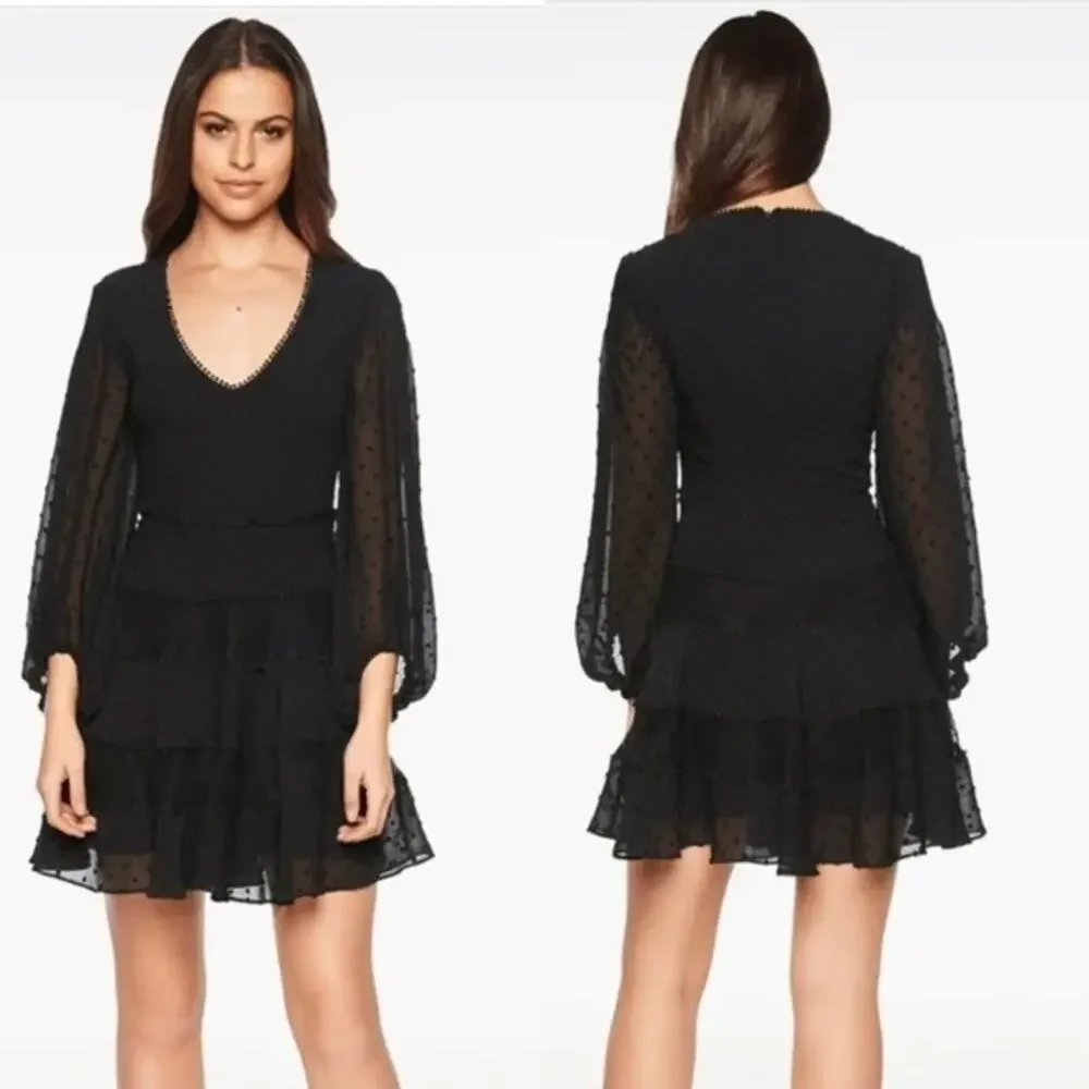 Bardot Black Mae Lace Dress - Size 6